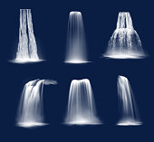 Realistic waterfalls or water fall cascades