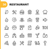 Restaurant Line Icons. Editable Stroke. Pixel Perfect. For Mobile and Web. Contains such icons as Vegan, Cooking, Food, Drinks, Fast Food, Eating.
.
