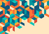 Retro Cube Abstract Background Pattern