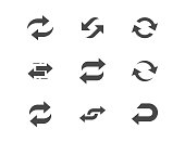 Reverse flat glyph icons. Vector illustration included icon as swap, flip, currency exchange, switch, repeat replace silhouette pictogram of two circle arrows