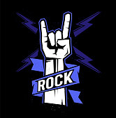 Rock sign gesture with lightning for your design