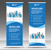 Roll up banner template, stand design, Pull up, display, advertisement, business flyer, poster, presentation, corporate, web banner layout, modern creative concept, city vector