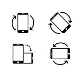 Rotate smartphone icon isolated. Mobile screen rotation. Horisontal or vertical rotation icons.