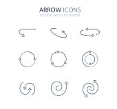 rotation arrow icon set: cycle, round, rotate, refresh, loop, spin, swirl, spiral icons