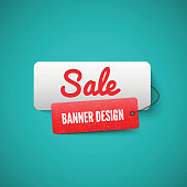 Sale 3D banner tag. Sales Labels concept.