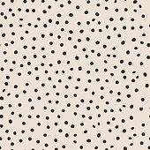 Seamless vector monochrome pattern. Chaotic black dot elements background. For fabric, textile, wrapping, cover etc. 10 eps design.