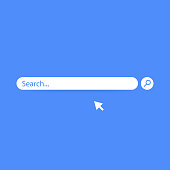 Search bar vector element design, search boxes ui template isolated on blue background. Vector illustration.