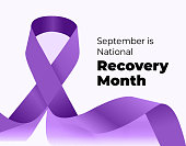 September is National Recovery Month. Vector illustration with ribbon