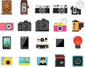Set of 20 Flat Camera and Photography icons (Kalaful series)