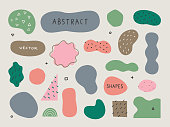 Set of abstract organic shapes and textures for design layouts — hand-drawn vector elements
