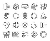 Set of Air Conditioning Line Icons. Vector Illustration. Editable Stroke, 64x64 Pixel Perfect.