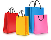 Set of Colorful Empty Shopping Bags Isolated. Vector Illustration