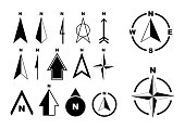 set of compass or north arrow concept.