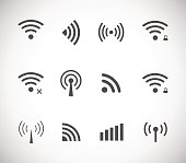 Set of different black vector wireless and wifi icons