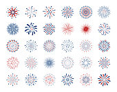 Set of fireworks design on white background vector illustration
