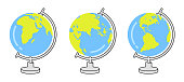 set modern icons globe planet earth