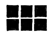 Set of grunge square template backgrounds. Vector black painted squares or rectangular shapes.