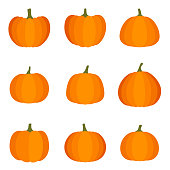 Set of halloween pumpkin on white background, vector illustration