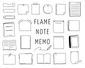 Set of hand drawn illustrations of notebook frames