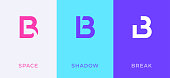 Set of letter B minimal logo icon design template elements