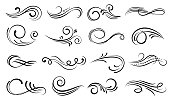 Set of ornamental filigree flourishes and thin dividers