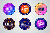 Set of premium colorful gradient vector badges.
