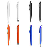 Set of realistic pens. Vector.