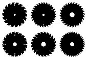 Set of saw blades. Flat icons. Silhouette vector