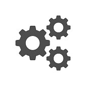 Setting, Gear, Tool, Cog Isolated Flat Web Mobile Icon Vector Sign Symbol Button Element Silhouette