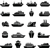Ship and boat icon set.