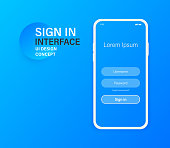 Sign In interface Screen. Mobile ui design concept. Login with Password Window. Vector illustration.
