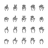 Simple line icon set of Finger counting