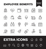 Simple Set of Employee Benefits Vector Line Icons