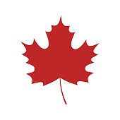 Single red maple leaf icon