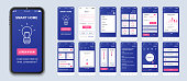 Smart home mobile app interface vector templates set.