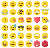 Smileys emoji emoticon flat design set