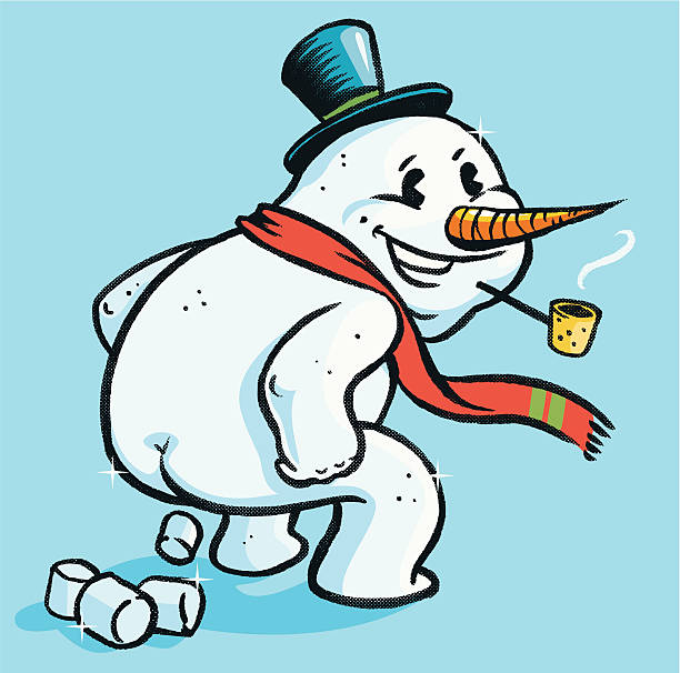 snowman-poop-making-marshmallow-treats-vector-id165969357