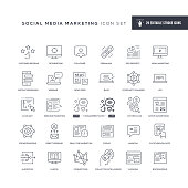 Social Media Marketing Editable Stroke Line Icons