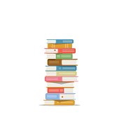 Stack of books on a white background. Pile of books vector illustration. Icon stack of books in flat style
