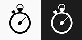 Stopwatch Icon on Black and White Vector Backgrounds