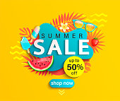 Summer Sale banner on yellow background.