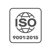 Symbol of ISO 9001 2015 certified. Vector Illustration. EPS 10.