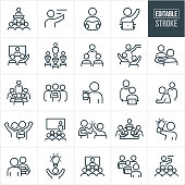 Teachers And Students Thin Line Icons - Editable Stroke