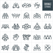 Teamwork Thin Line Icons - Editable Stroke