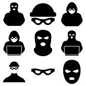 Thief, criminal, robber icon, logo isolated on white background