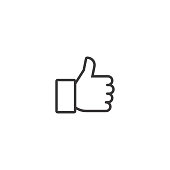Thumbs up. Vector line icon