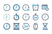 Time and Clock line icons.