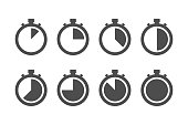 Timer stopwatch icon set simple design