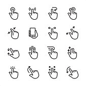 Touch Screen Gestures - outline icon set