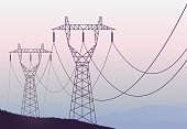 Transmission towers landscape background vector